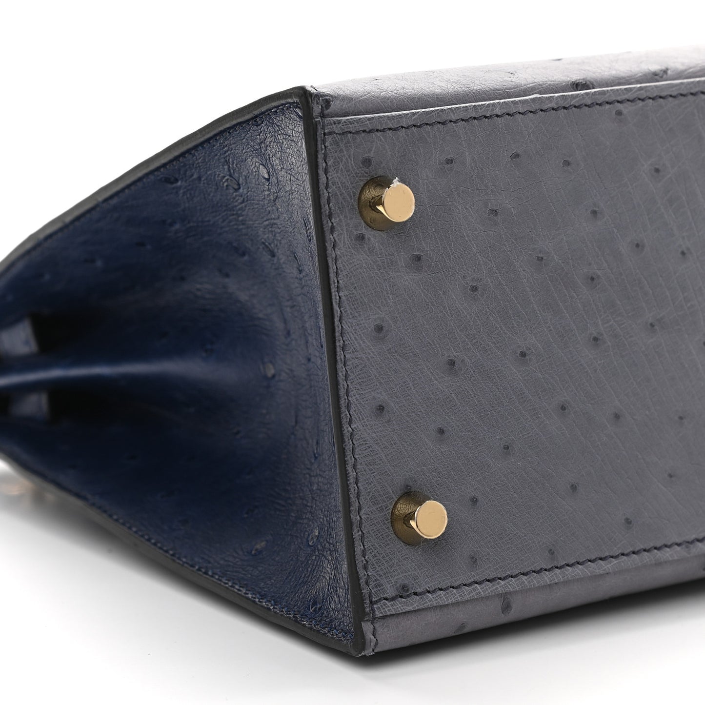 Ostrich Horseshoe Kelly Sellier 28 Gris Agate Bleu Iris