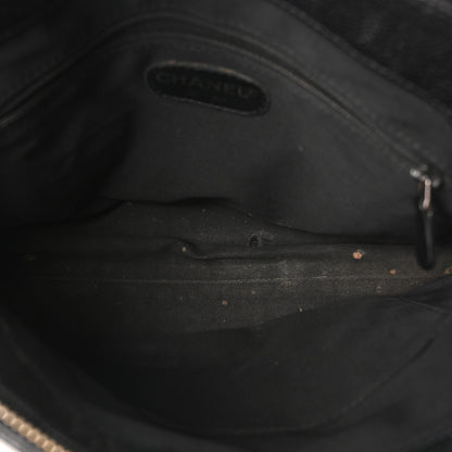 Chanel Caviar Embroidered Logo Shoulder Bag Black 5 of 10