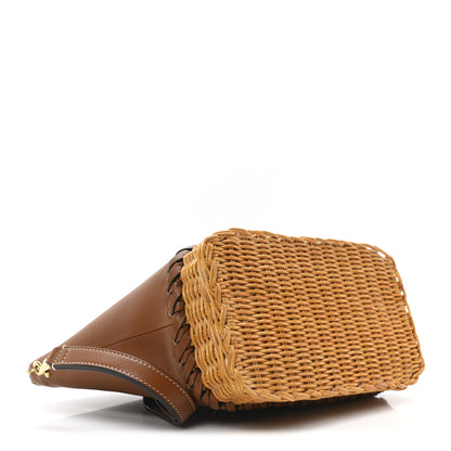 Celine Calfskin Wicker Triomphe Wristlet Pouch Tan Natural 7 of 9