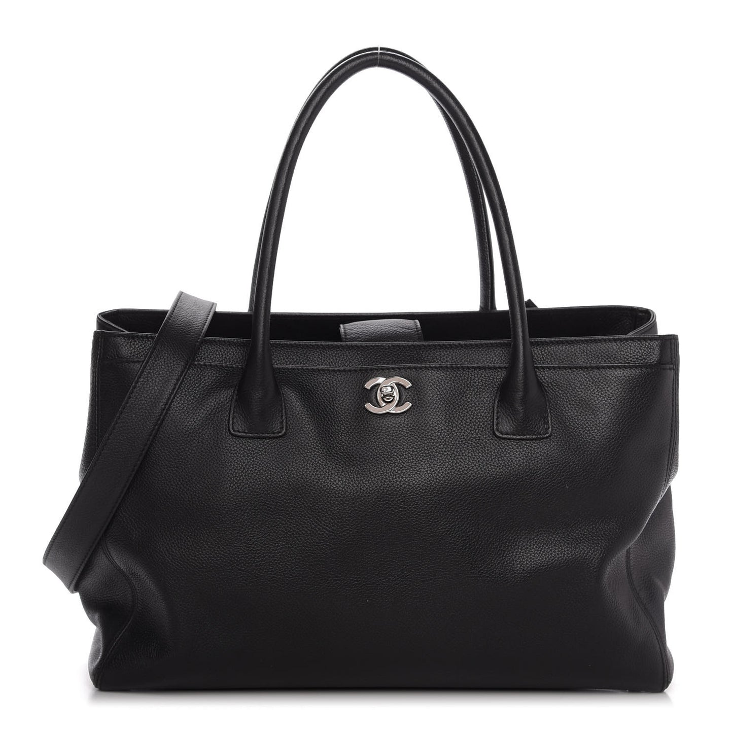 Calfskin Cerf Executive Shopper Tote Black