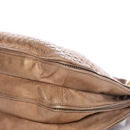 Bottega Veneta Metallic Goatskin Intrecciato Braided Zip Hobo Gold 21 of 22