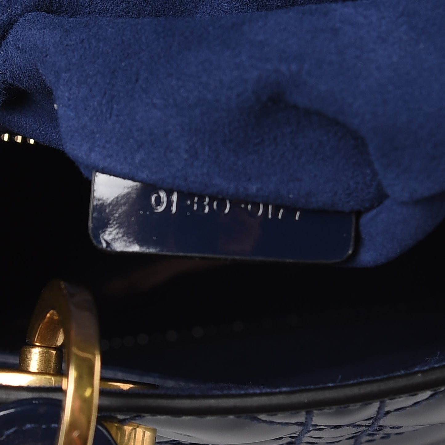 Patent Cannage Medium Lady Dior Navy Blue