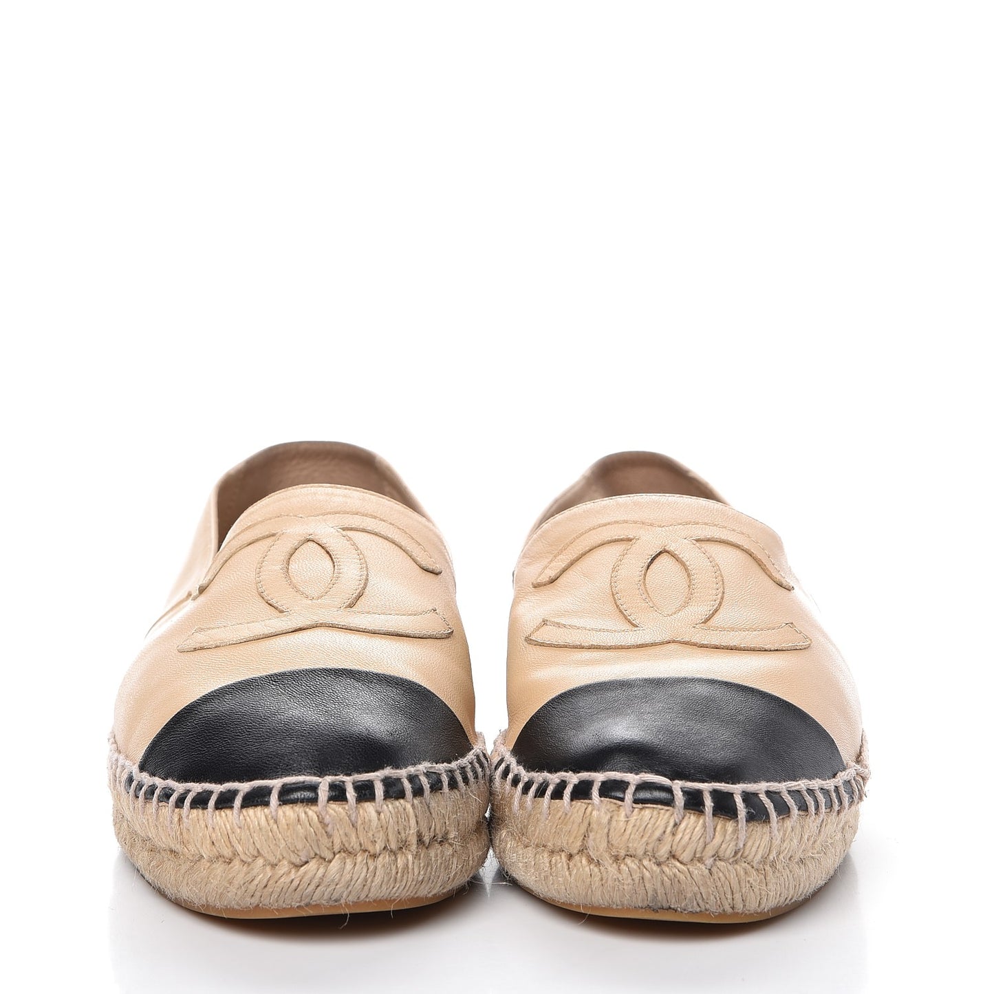Lambskin CC Espadrilles 38 Beige Black