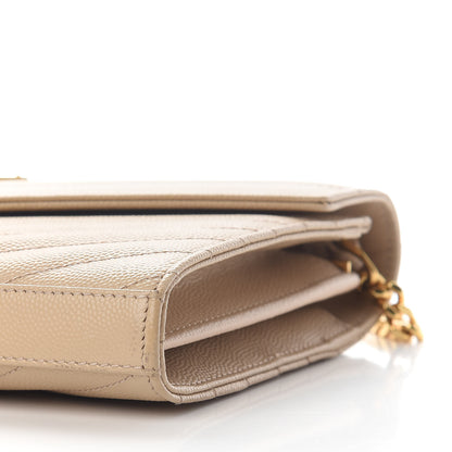 Saint Laurent Grain De Poudre Matelasse Chevron Monogram Chain Wallet Nude Powder 9 of 10