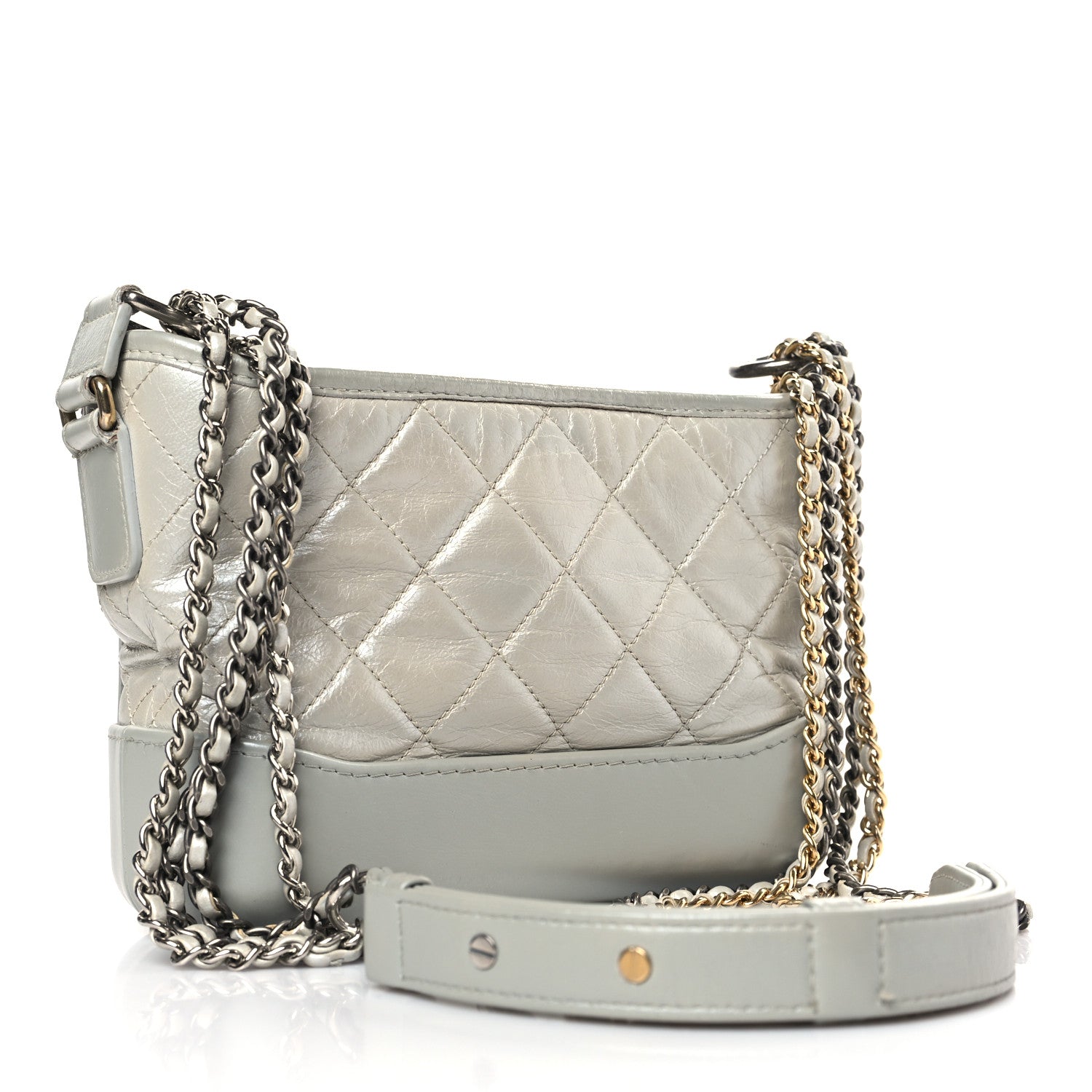Chanel Metallic Aged Calfskin Quilted Small Gabrielle Hobo Silver 3 of 10