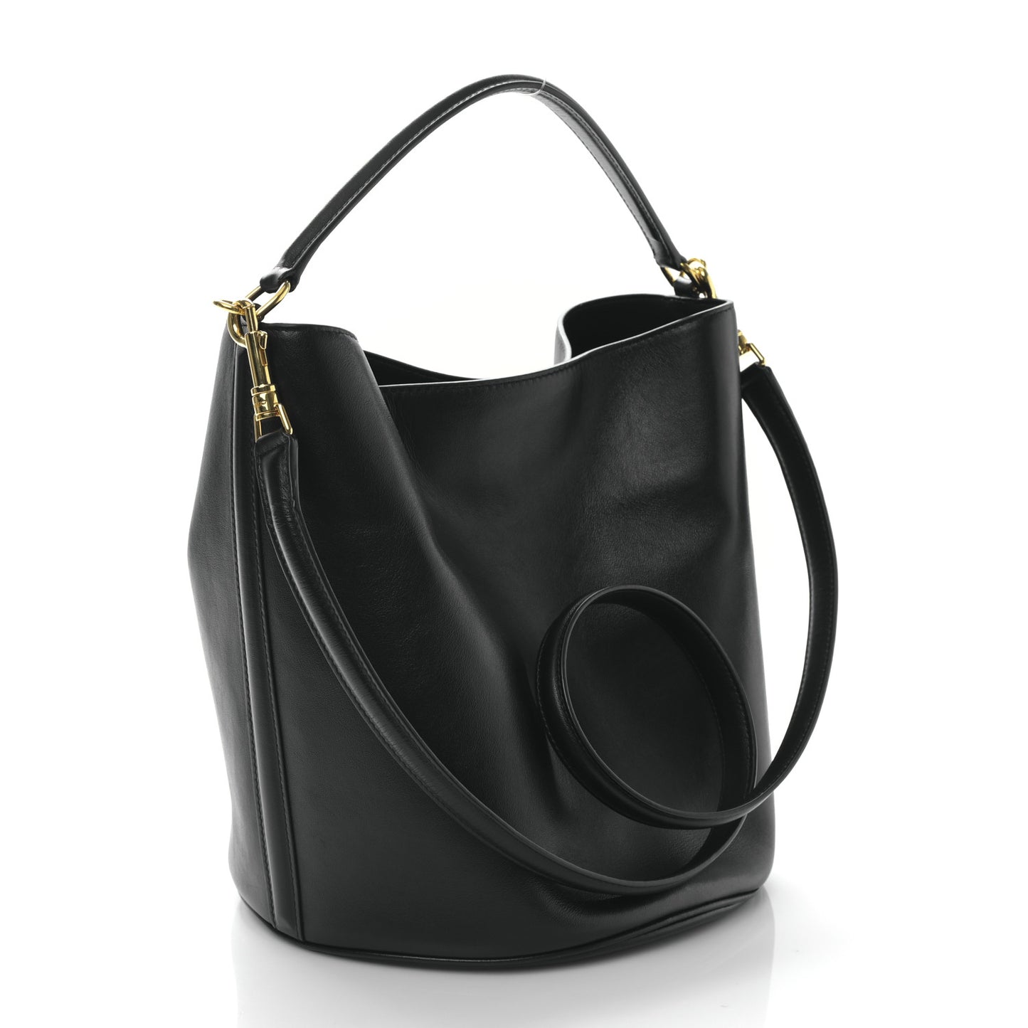 Smooth Calfskin Bucket 16 Bag Black