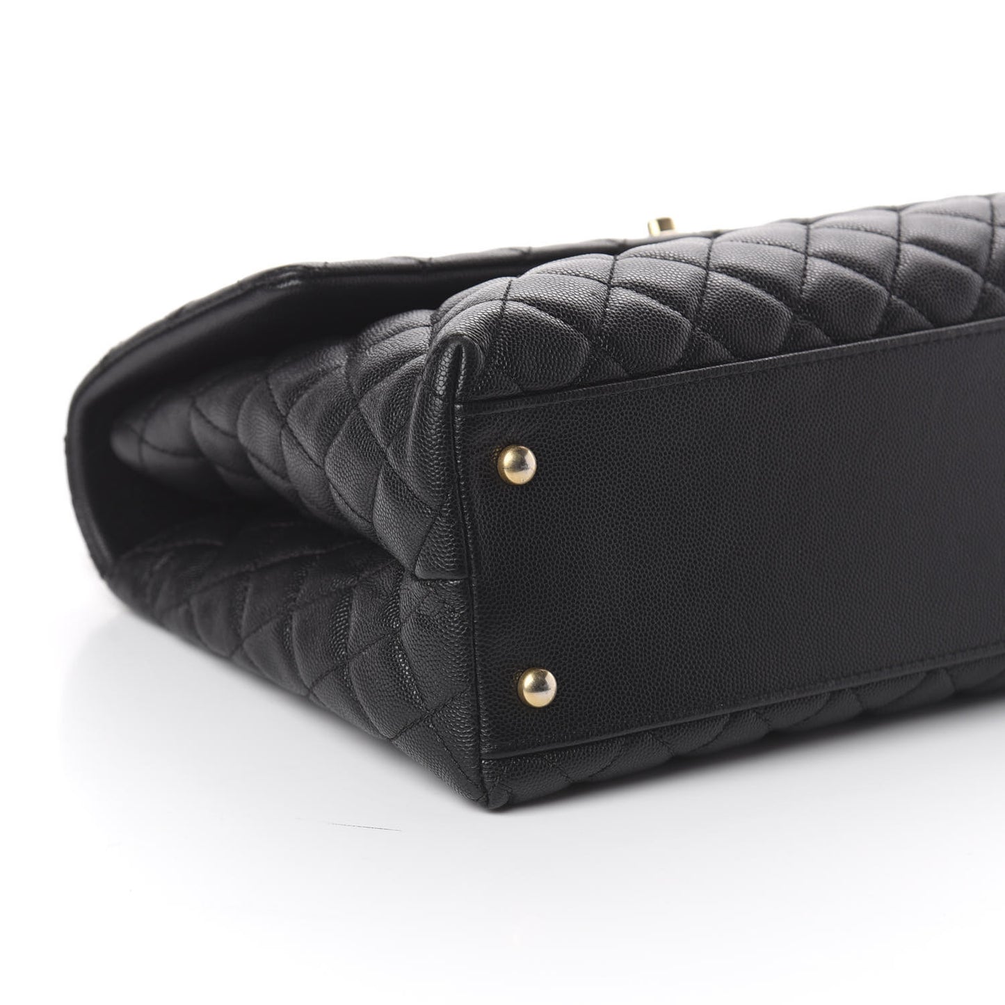 Caviar Lizard Quilted Medium Coco Handle Flap Black