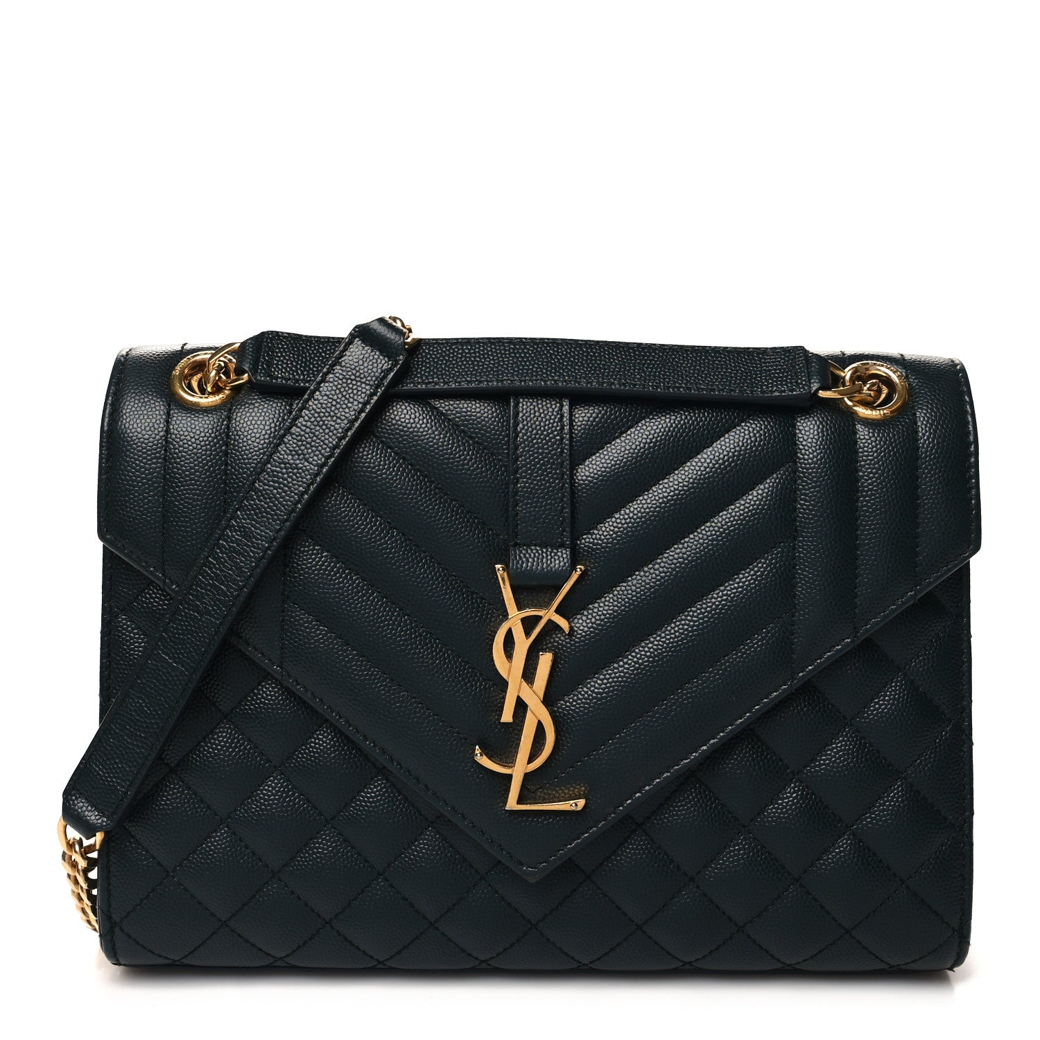 Saint Laurent Grain De Poudre Textured Mixed Matelasse Triquilt Medium Monogram Satchel Dark Smog 1 of 11