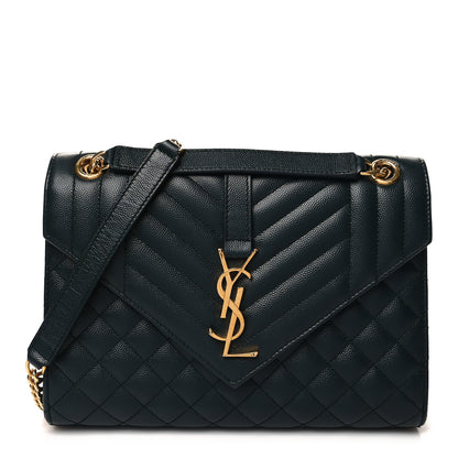 Saint Laurent Grain De Poudre Textured Mixed Matelasse Triquilt Medium Monogram Satchel Dark Smog 1 of 11