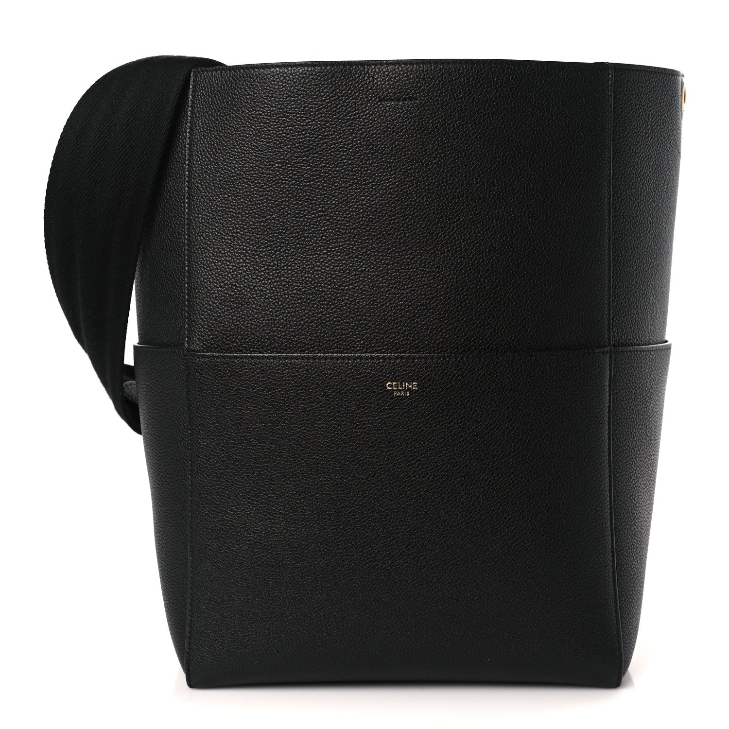 Celine Soft Grained Calfskin Sangle Bucket Bag Black 1 of 8