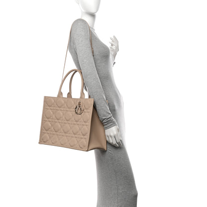 Christian Dior Calfskin Macro Cannage Medium Book Tote Taupe 2 of 10