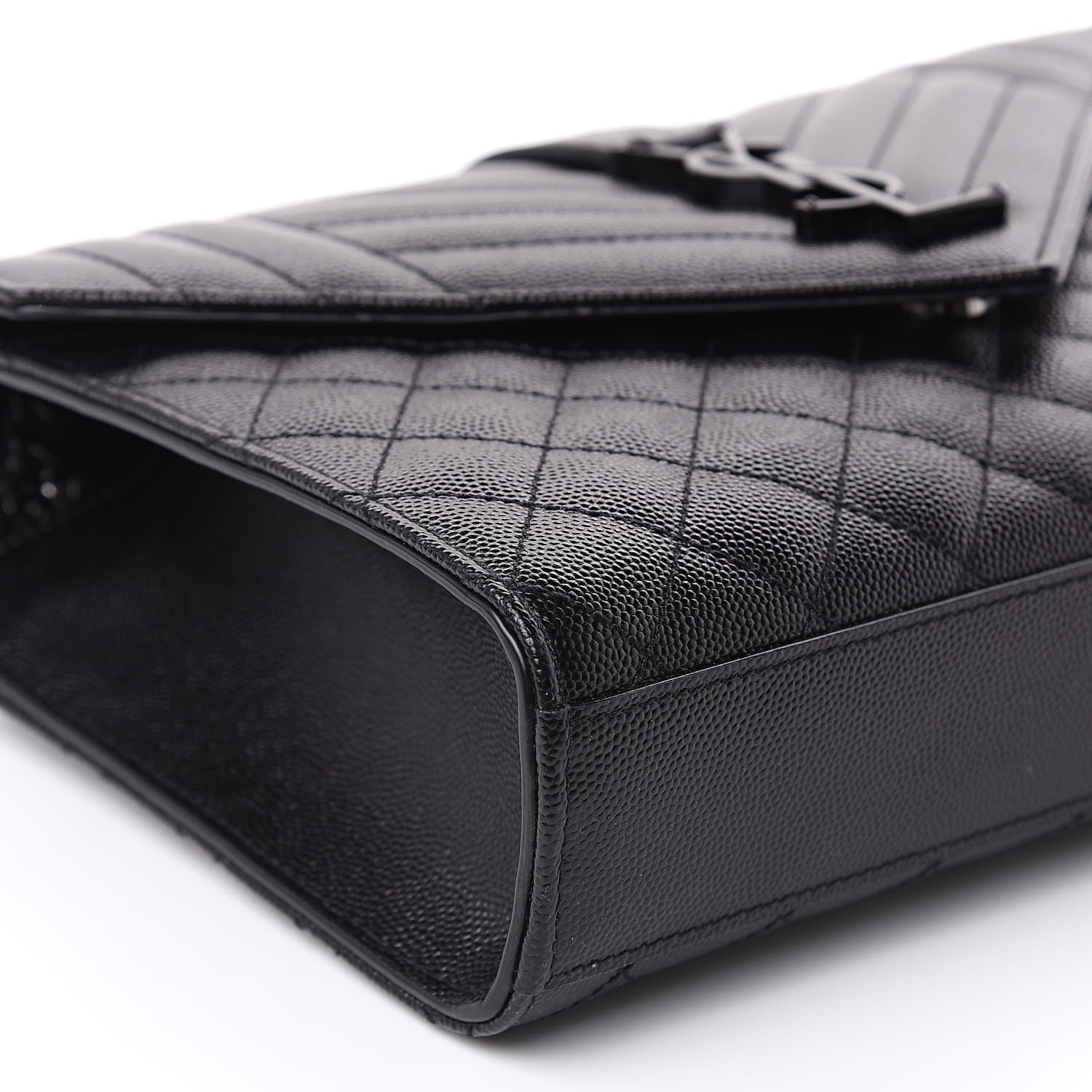 Saint Laurent Grain De Poudre Textured Mixed Matelasse Triquilt Medium Monogram Satchel Black 8 of 9
