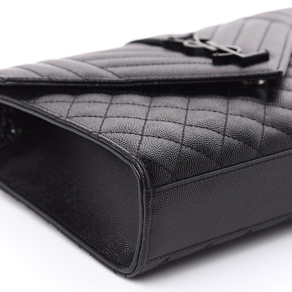 Saint Laurent Grain De Poudre Textured Mixed Matelasse Triquilt Medium Monogram Satchel Black 8 of 9