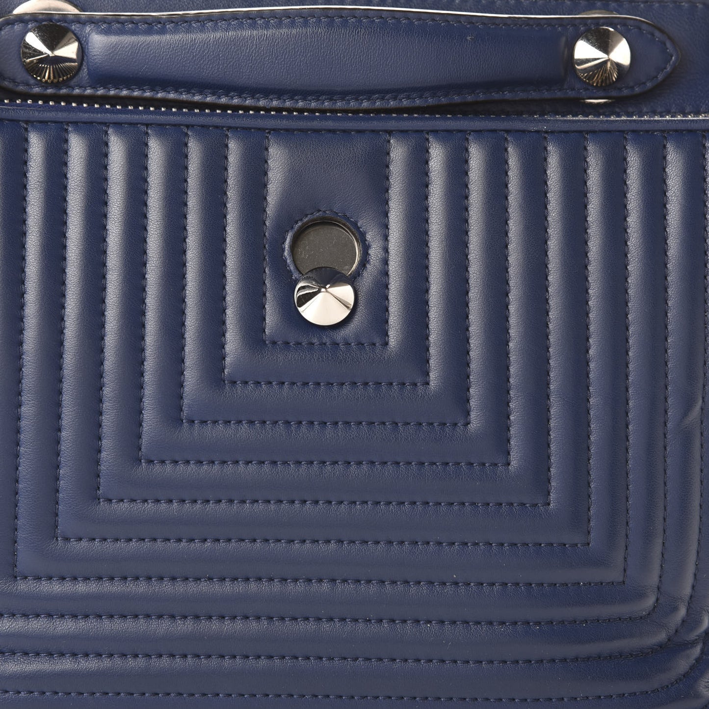 Shiny Nappa Trapuntata Small DotCom Click Chain Satchel Blue
