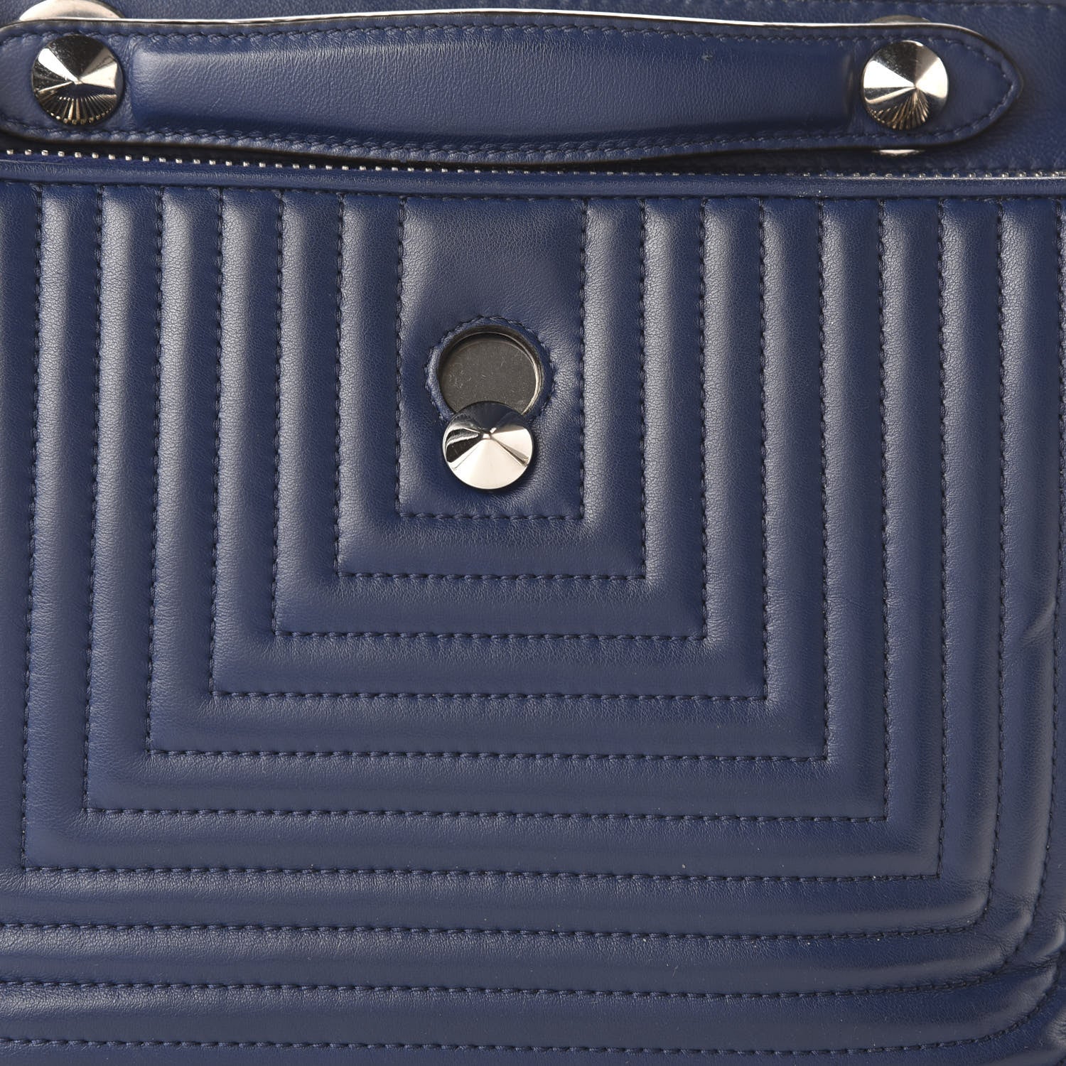 Fendi Shiny Nappa Trapuntata Small DotCom Click Chain Satchel Blue 9 of 9