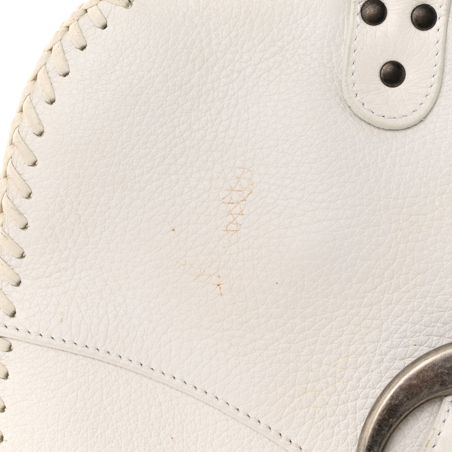 Calfskin Braided Gaucho Double Saddle Bag White