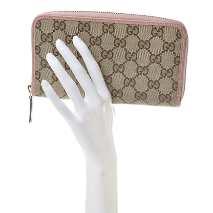 Gucci Monogram Dollar Calfskin Zip Around Wallet Beige Ebony Soft Pink 2 of 7