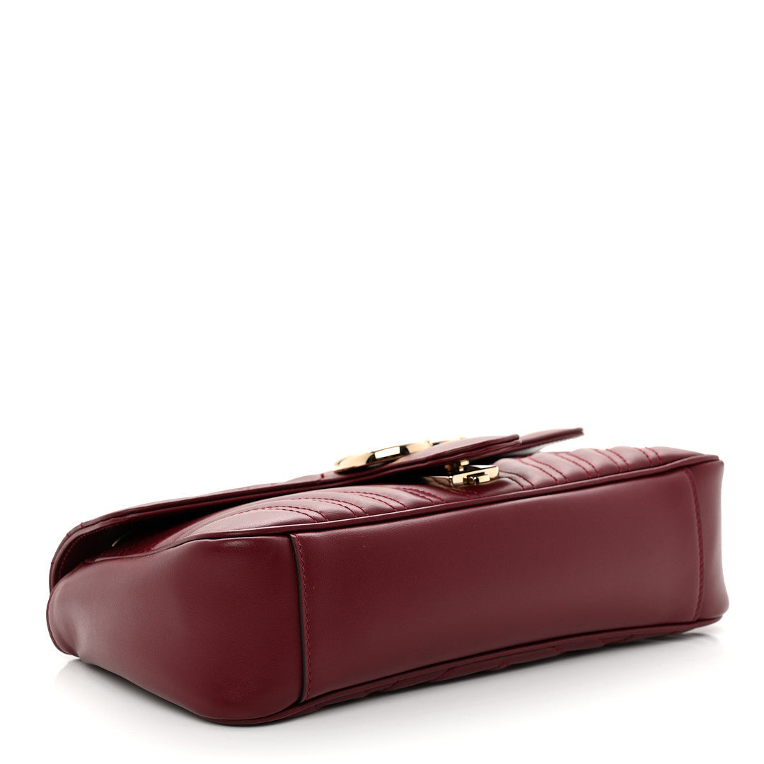 Gucci Calfskin Matelasse Small GG Marmont Shoulder Bag Rosso Ancora Red 4 of 10