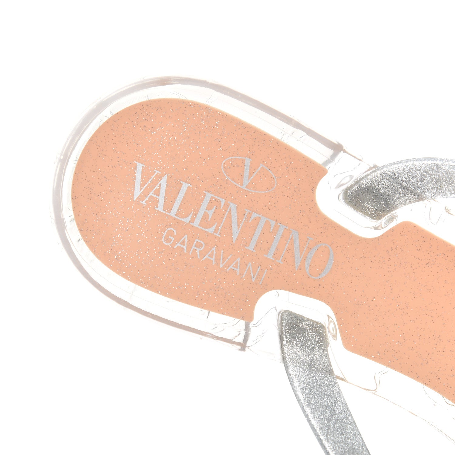 Valentino Garavani PVC Jelly Glitter Rockstud Bow Thong Sandals 36 Silver 6 of 8