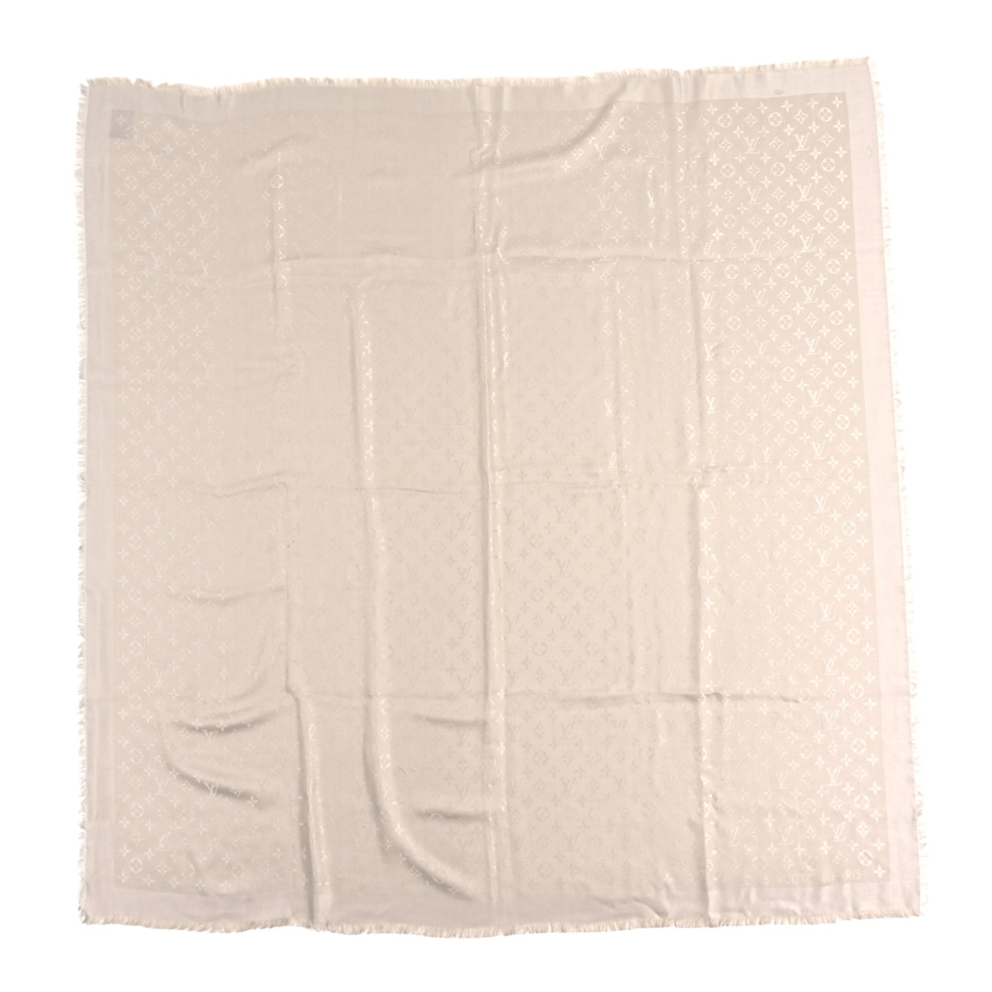 Silk Wool Monogram Shawl Greige
