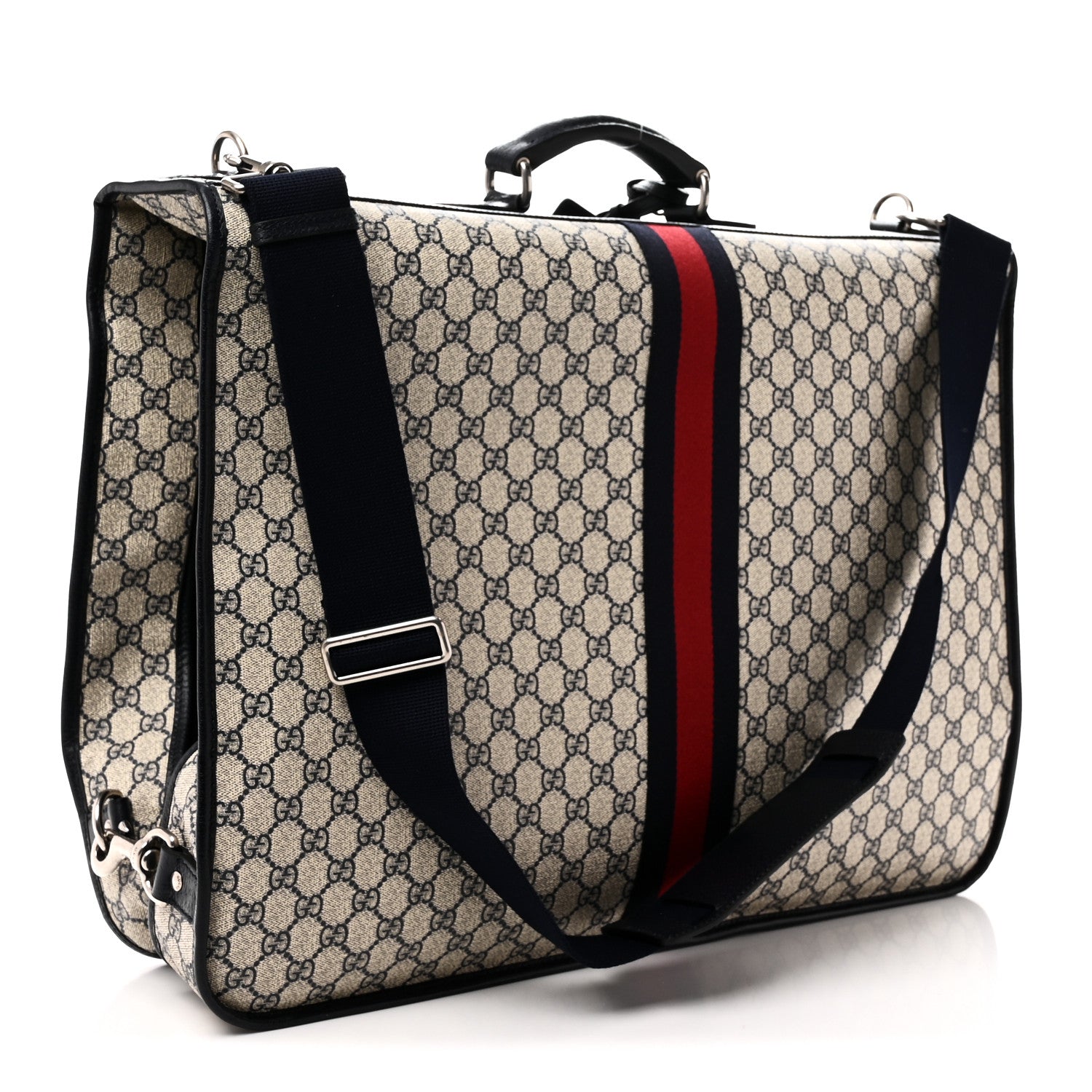 Gucci GG Supreme Monogram Web Savoy Garment Bag Beige Blue 2 of 9