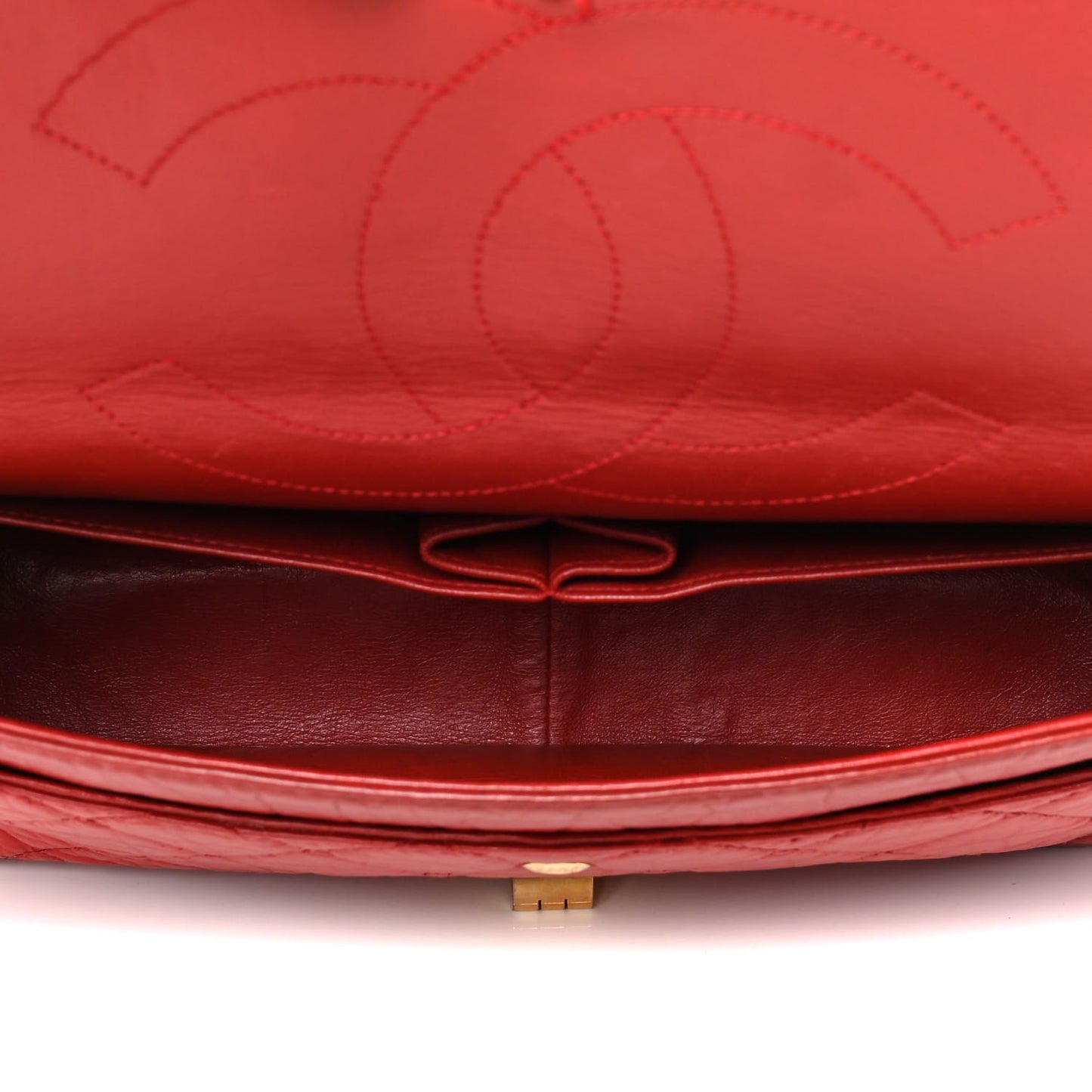 Aged Calfskin Quilted 2.55 Reissue 227 Flap Red