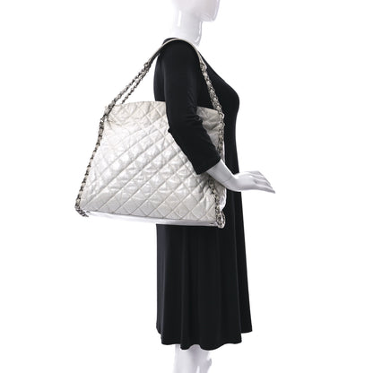 Chanel Glazed Calfskin Quilted Large Chain Me Hobo Dark White 2 of 21