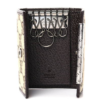 Gucci Monogram Textured Calfskin Metal Bar 6 Key Holder Case Beige Ebony Cocoa 5 of 10