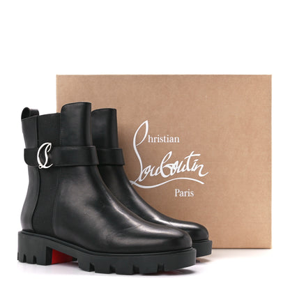 Christian Louboutin Calfskin Ingrassato Flat Chelsea Booties 39.5 Black 9 of 9