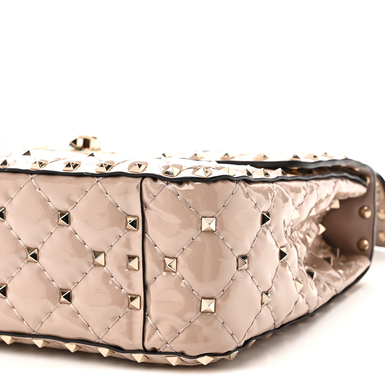 Valentino Garavani Patent Medium Rockstud Spike Shoulder Bag Poudre 9 of 9