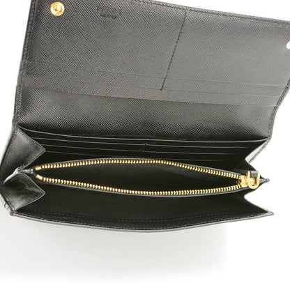 Prada Saffiano Metal Continental Flap Wallet Nero Black 5 of 8