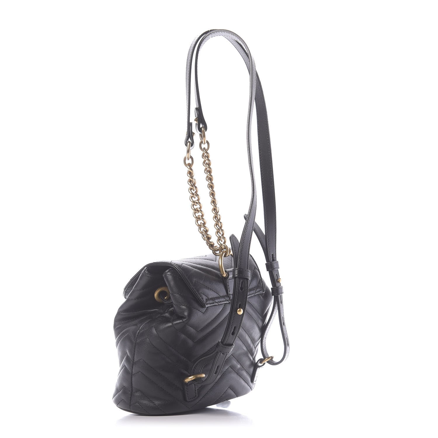 Gucci Calfskin Matelasse GG Marmont Flap Backpack Black 2 of 9