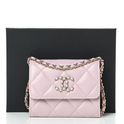 Chanel Caviar Quilted Coco Candy Card Holder On Chain Light Pink 12 of 12