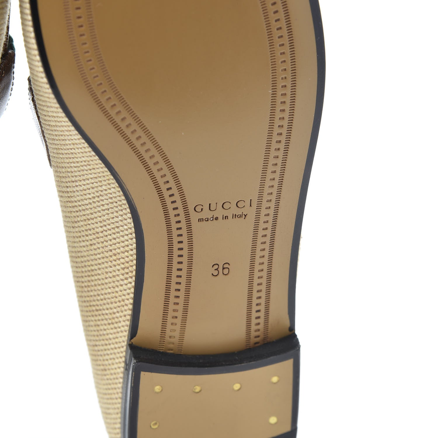 Gucci Canvas Malaga Kid Web Womens Horsebit Brixton Loafers 36 Sand Light Cuir 8 of 10