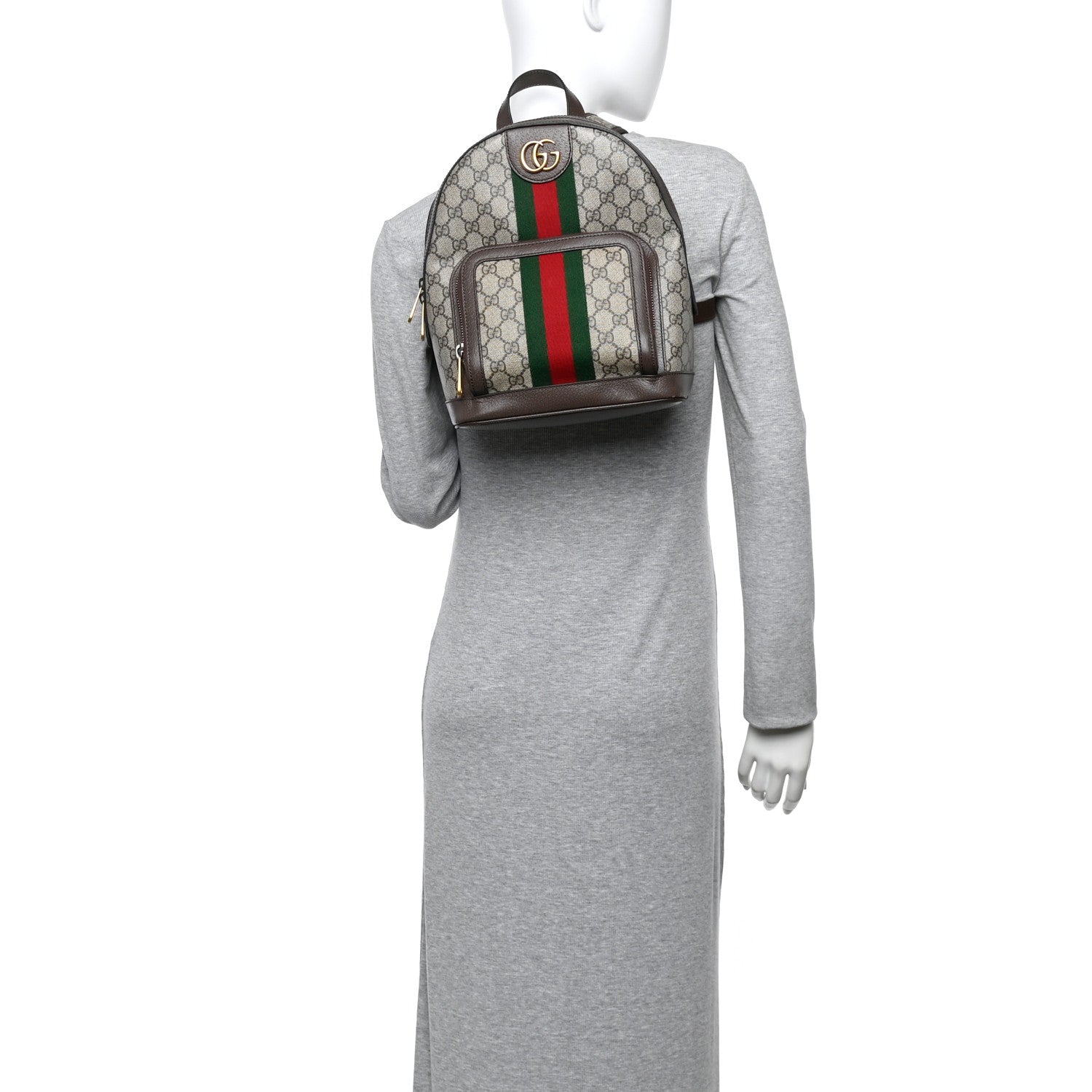 Gucci GG Supreme Monogram Calfskin Web Small Ophidia Day BackpacK Beige Ebony New Acero 2 of 12