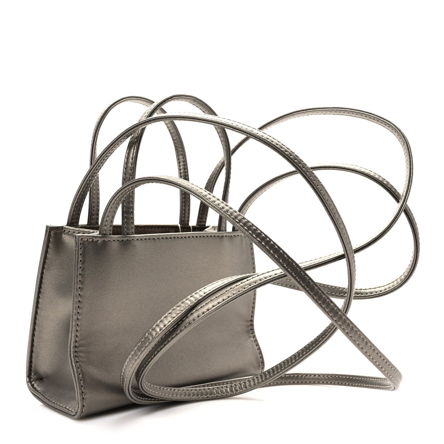 Metallic Vegan Leather Small Shopping Bag Bronze