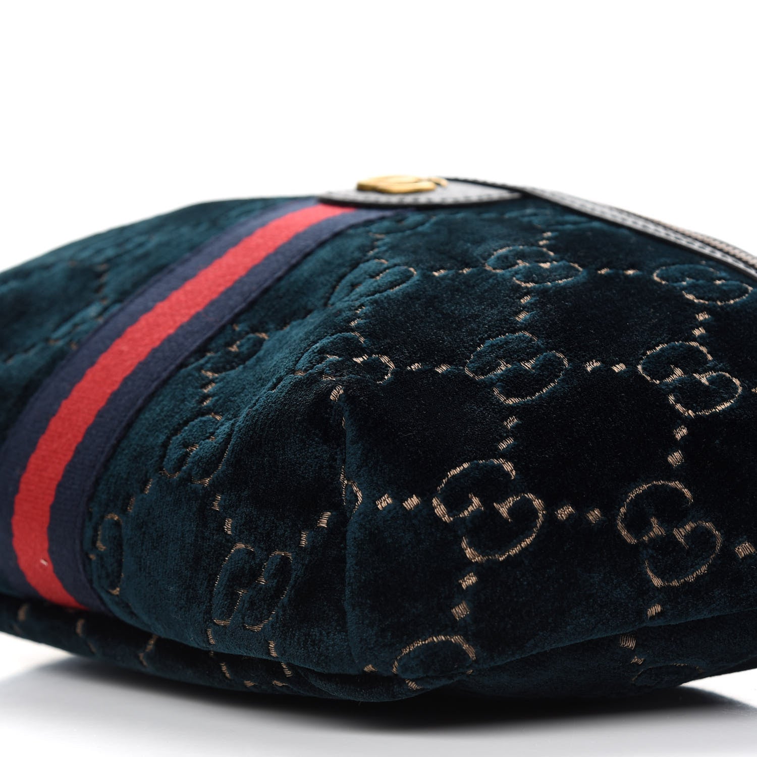 Gucci Velvet GG Monogram Web Belt Bag Blue Beige 9 of 9