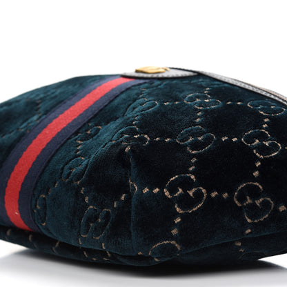 Gucci Velvet GG Monogram Web Belt Bag Blue Beige 9 of 9