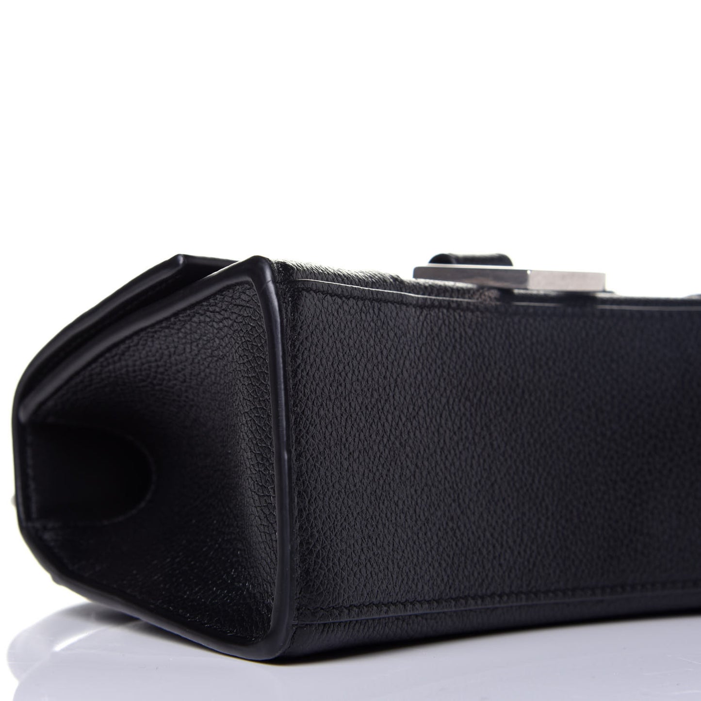 Grained Calfskin Hourglass Top Handle Bag XS Black