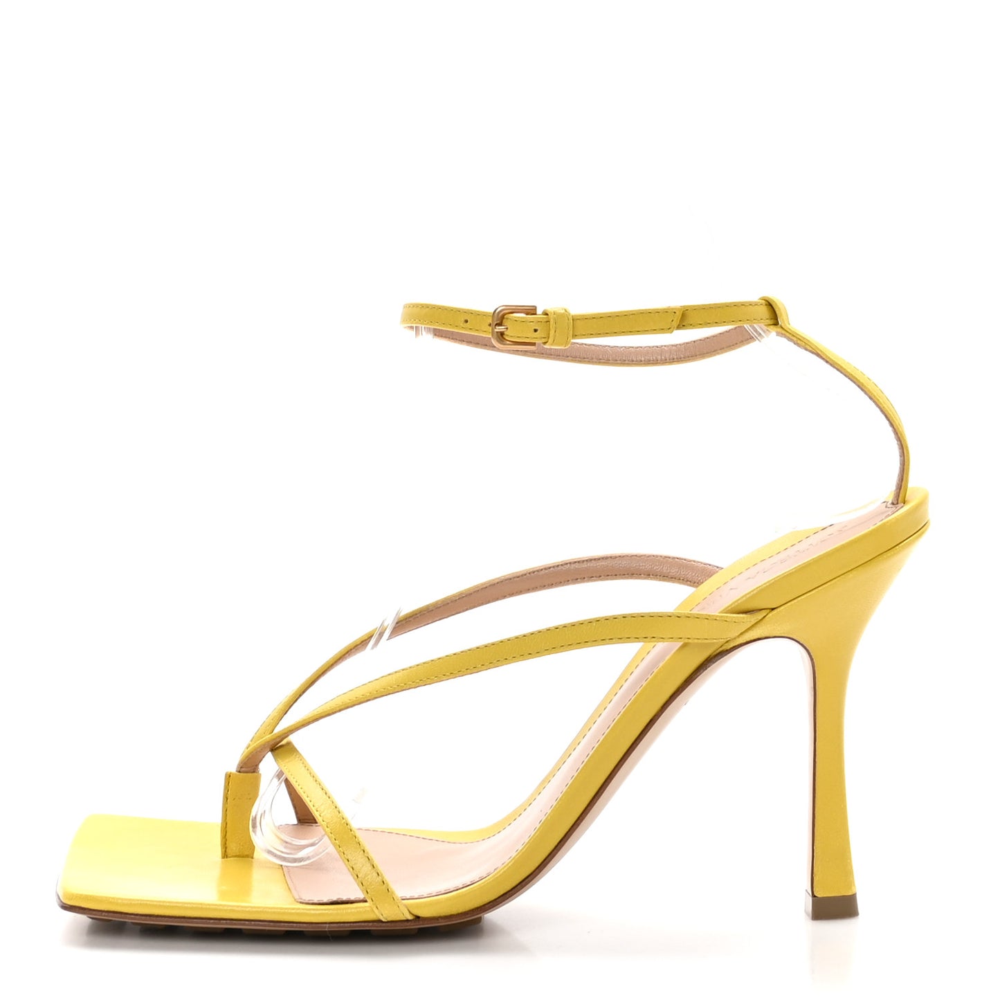 Lambskin Stretch Multi Strap 90mm Sandals 39.5 Buttercup