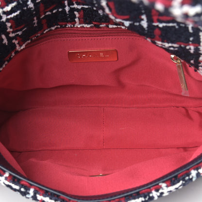 Chanel Tweed Quilted Medium Chanel 19 Flap Navy Blue White Red 5 of 9