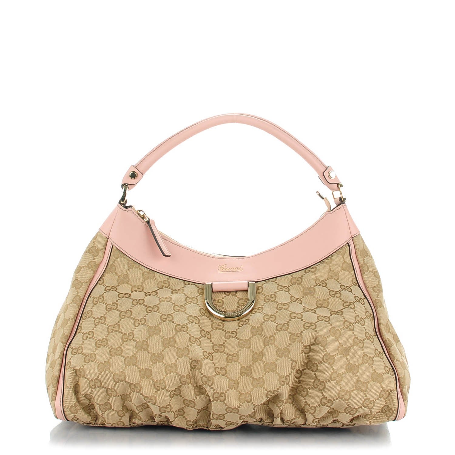 Gucci Monogram Large D Gold Hobo Pink 1 of 7