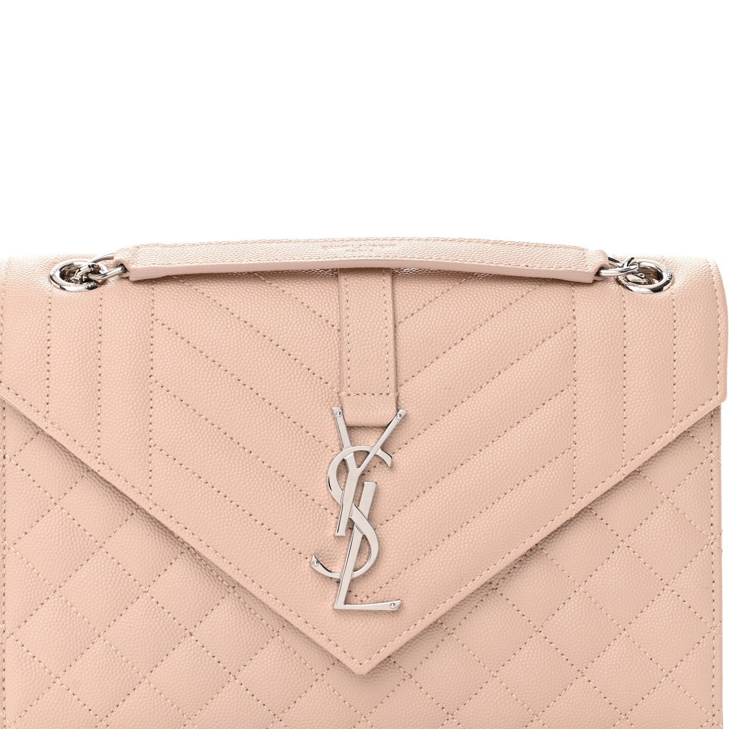 Saint Laurent Grain De Poudre Textured Mixed Matelasse Medium Triquilt Monogram Satchel Marble Pink 8 of 11
