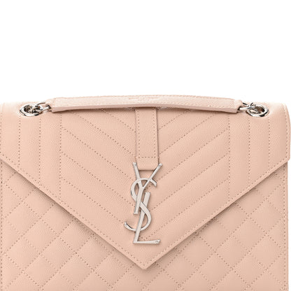 Saint Laurent Grain De Poudre Textured Mixed Matelasse Medium Triquilt Monogram Satchel Marble Pink 8 of 11