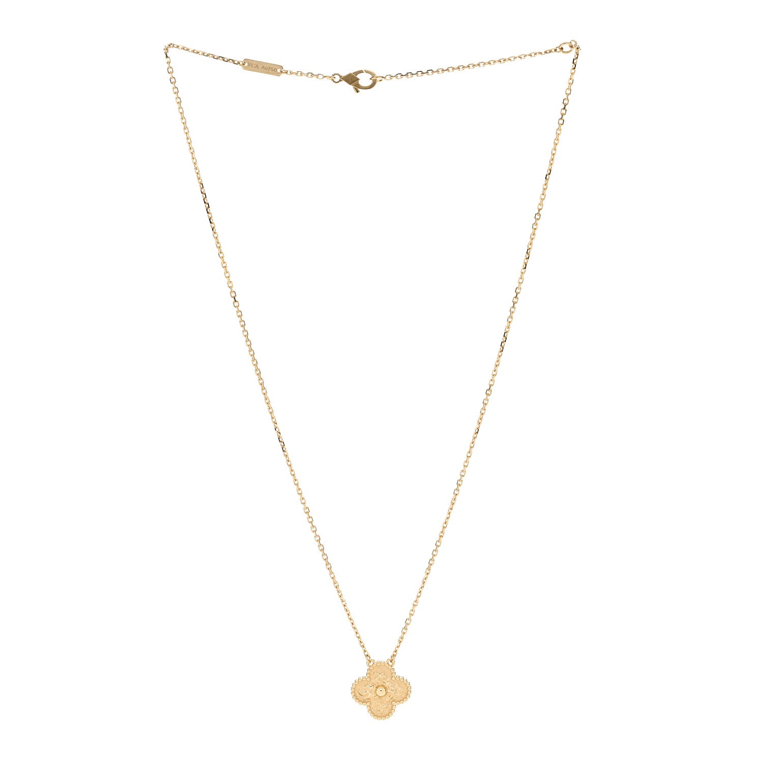 Van Cleef & Arpels 18K Yellow Gold Vintage Alhambra Pendant Necklace 3 of 7
