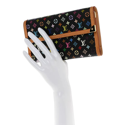 Louis Vuitton Monogram Multicolor Porte Tresor International Wallet Black 2 of 7