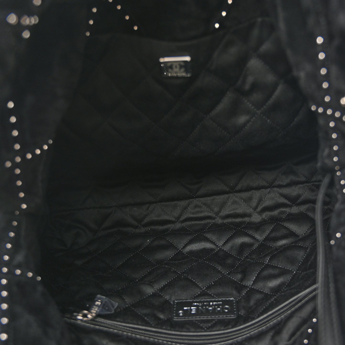 Suede Quilted Studded Small Chanel 22  Black