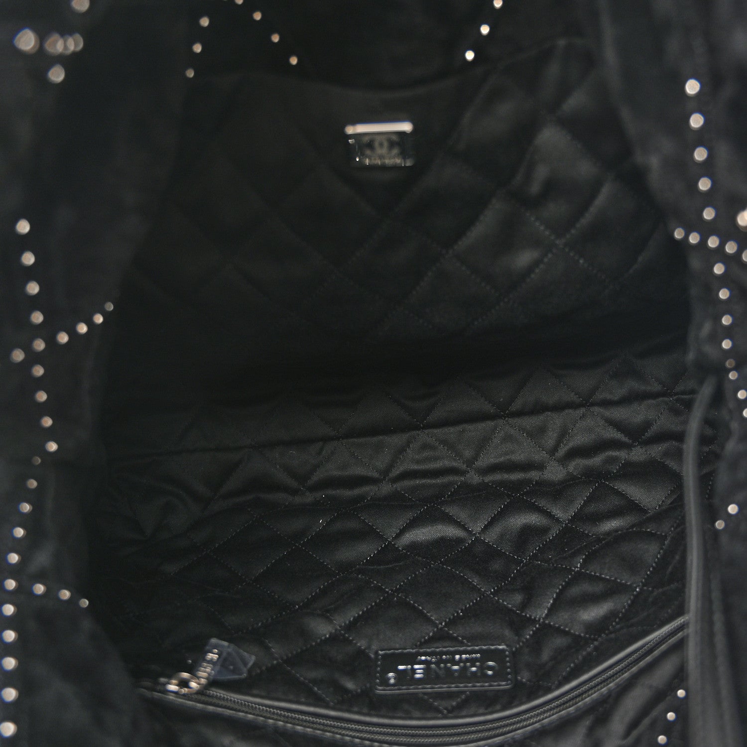 Chanel Suede Quilted Studded Small Chanel 22  Black 4 of 10