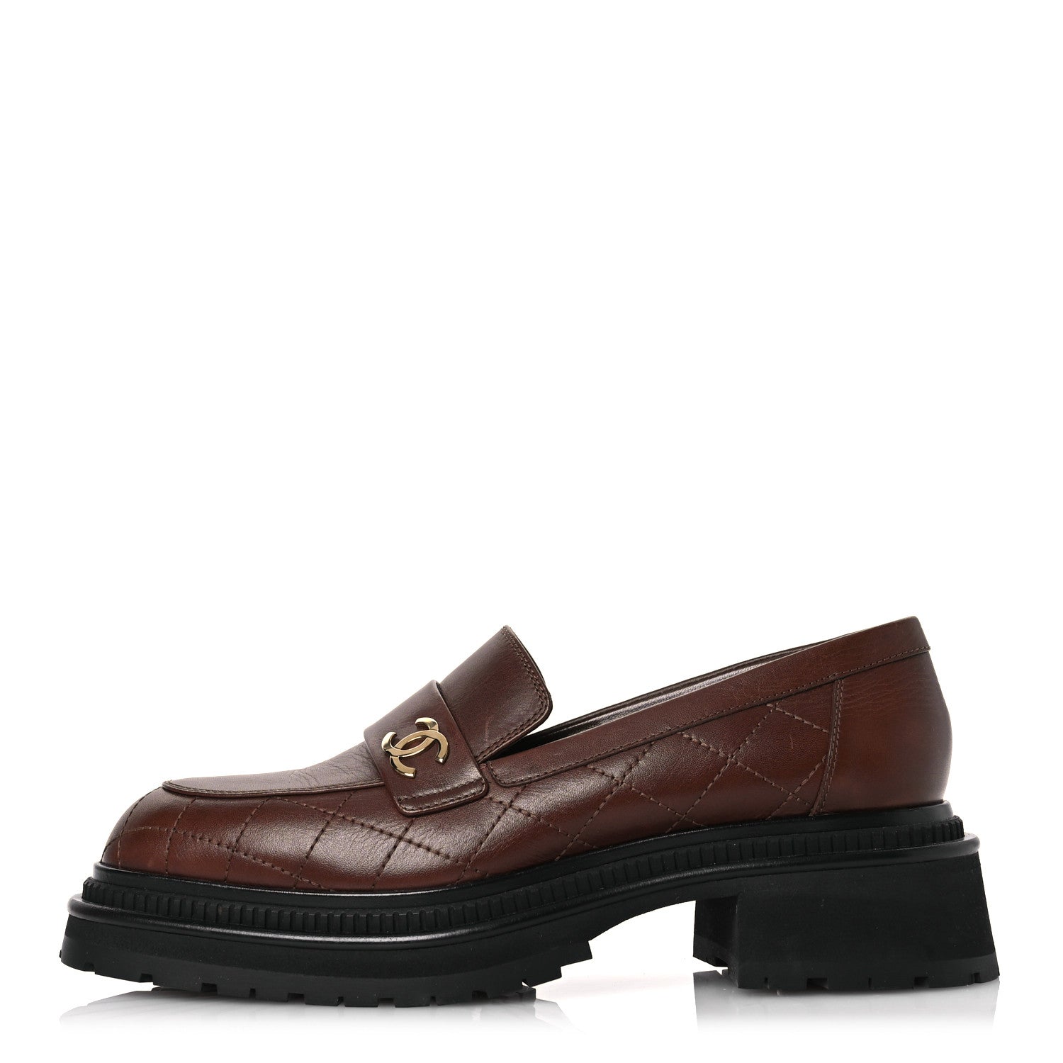 Chanel Calfskin Quilted CC Mocassin Loafers 41 Brown 1 of 14