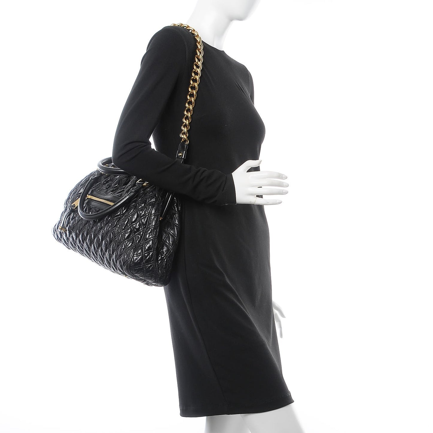Calfskin Quilted Stam Black
